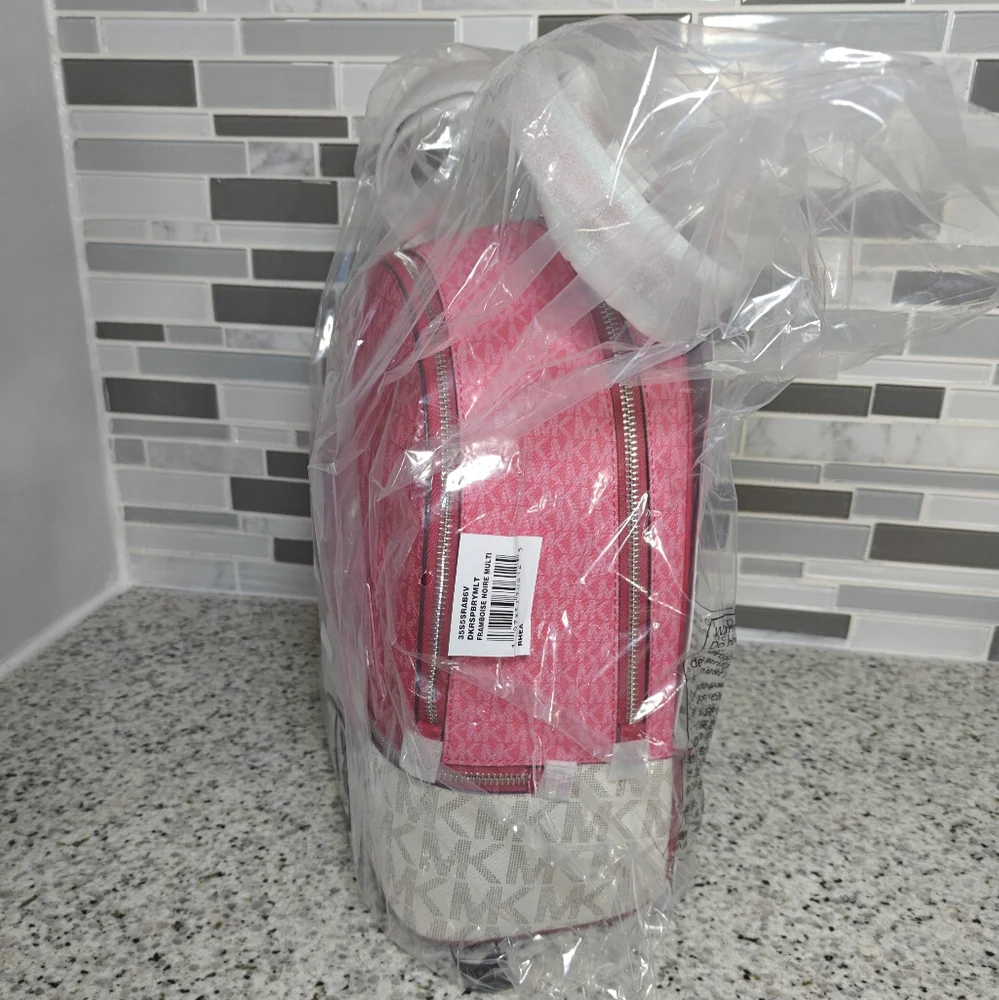 Michael kors Rhea Medium Color-Block Signature Logo Backpack (Dark Raspberry) - Picture 3 of 9